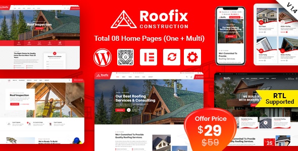 Roofix 2.0.5 – Roofing Services WordPress Theme