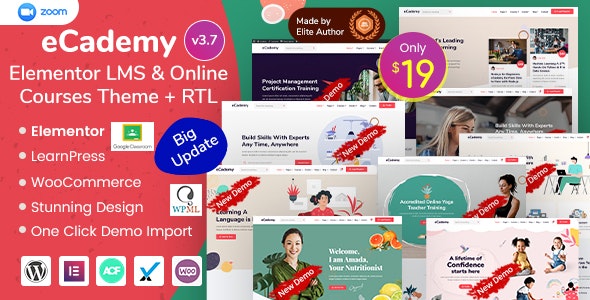 eCademy 5.4.0 Nulled – Elementor LMS & Online Courses Theme