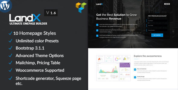 LandX 1.9.5 – Multipurpose WordPress Landing Page