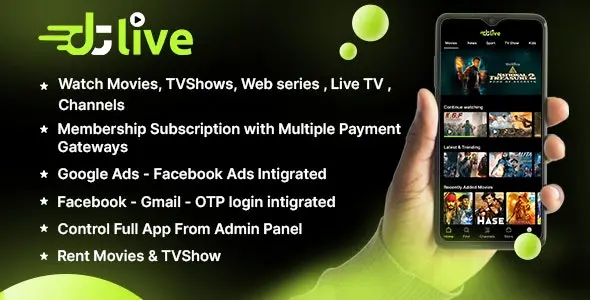 DTLive 1.0 – Movies, TV Series, Live, Channels, OTT Laravel Admin Panel
