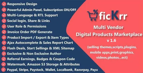 ficKrr 2.9 – Multi Vendor Digital Products Marketplace