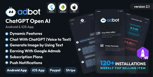 AdBot 2.3 – ChatGPT Open AI Android and iOS App