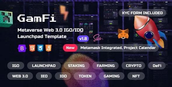 GamFi 1.8 – Metaverse Web3 IGO Launchpad HTML5 Template