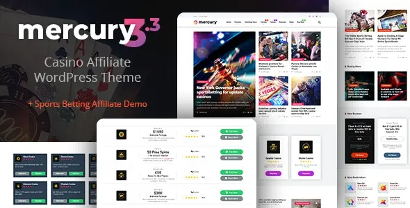 Mercury 3.9.3 Nulled – Affiliate WordPress Theme. Casino, Gambling & Other Niches. Reviews & News