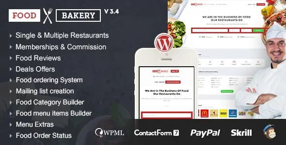 FoodBakery 3.6 Nulled – Food Delivery Restaurant Directory WordPress Theme