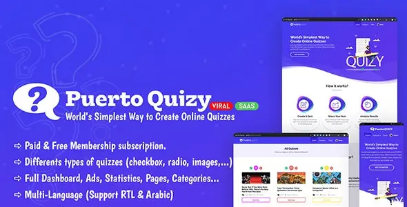 Puerto Quizy 1.1.0 – Premium Quiz Builder Script SAAS